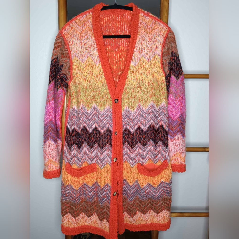 Missoni Alpaca & Lambswool Long Reversible Cardigan Coat Medium